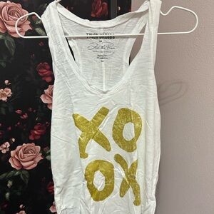 Tyler Jacobs white Tank Top with Gold XO Print